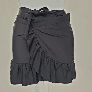 J Crew black wrap mini ruffle swim skirt